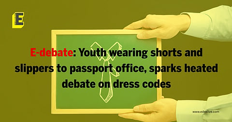 Youth wearing shorts to a passport office sparked an online debate on dress codes