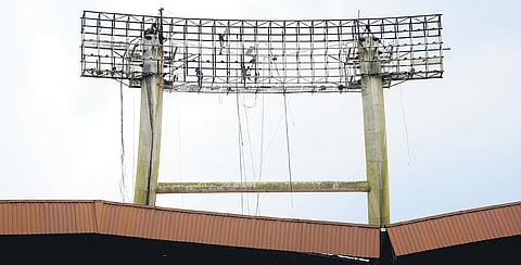 Renovation work of the floodlights is progressing at the JLN stadium 