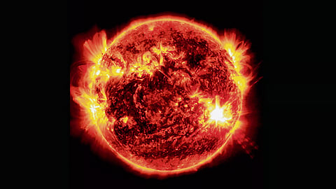 Solar flares on sun's surface. 