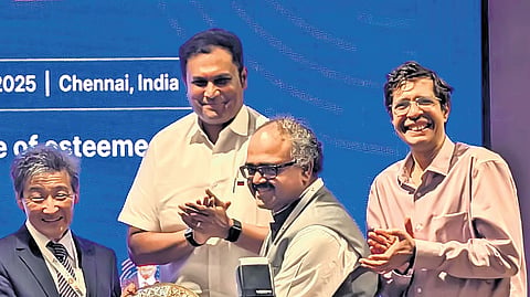 Industries Minister TRB Rajaa along with dignitaries at the Safe and Trusted AI Conclave organised by IIT Madras on Wednesday