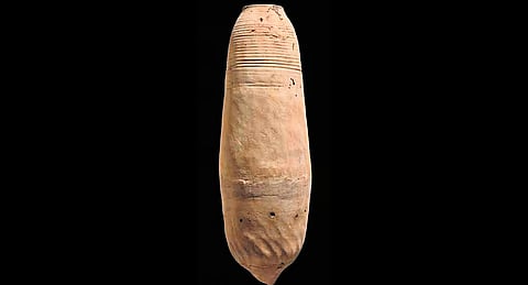 The torpedo jar fragments were identified while categorising pottery shreds unearthed from the site.