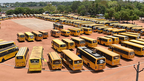 Image of parked school buses for representational purpose only  