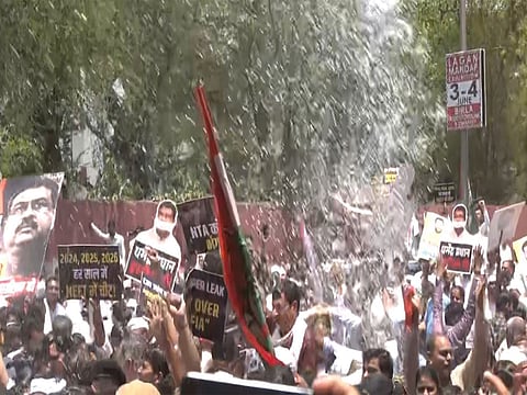 Congress stages protest in Jaipur over NEET UG 2026 paper leak, demands Education Minister's resignation