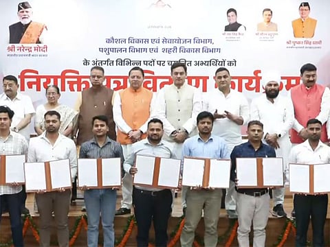Uttarakhand CM Dhami distributes appointment letters to UKSSSC-selected candidates in Dehradun