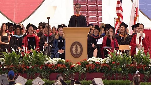 Stanford students walk out during Sundar Pichai's commencement address