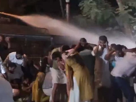 Police deploy water cannons on KSU workers during late-night NEET protest in Thiruvananthapuram