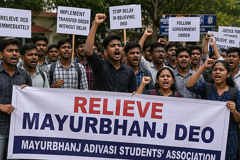 Adivasi student body protests delay in relieving Mayurbhanj DEO