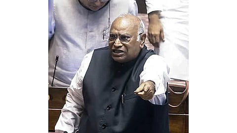 "Don't make one-sided 'Mann Ki Baat' outside Parliament": Kharge asks PM Modi to dismiss Pradhan
