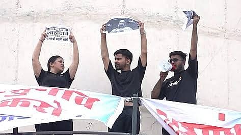 NSUI workers scale Jaipur water tank for 2nd straight day to demand student union polls