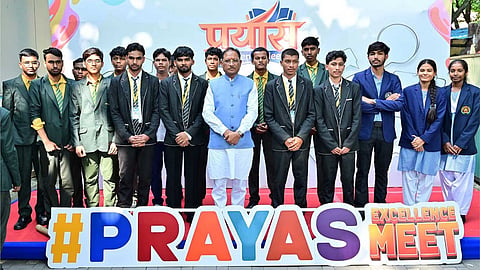 Chhattisgarh CM Vishnu Deo Sai interacts with NEET 2026 qualified students from Prayas residential schools