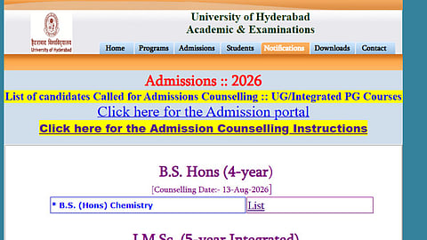 UOH UG Selection List 2026