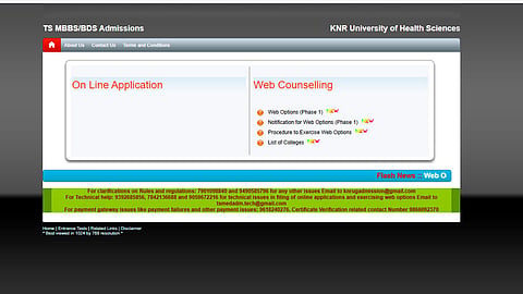 KNRUHS Telangana NEET UG Web Options 2026 Link Activated