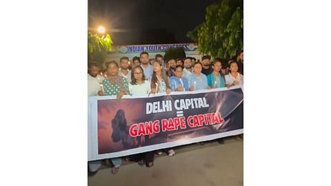 NSUI holds candle march in Delhi over gang rape of 16-year-old girl on sleeper bus at Kashmere Gate