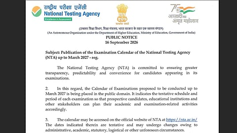 NTA Exam Calendar 2027