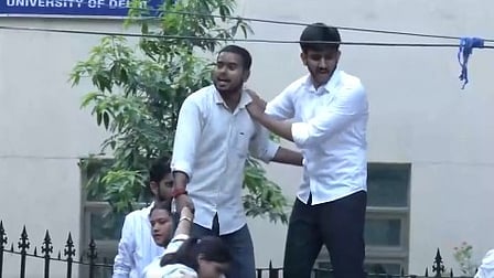 ABVP stages protest amid DUSU polls, accuses NSUI of rigging