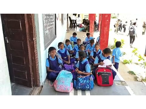 Raichur students study outdoors as Karnataka school runs short of classrooms