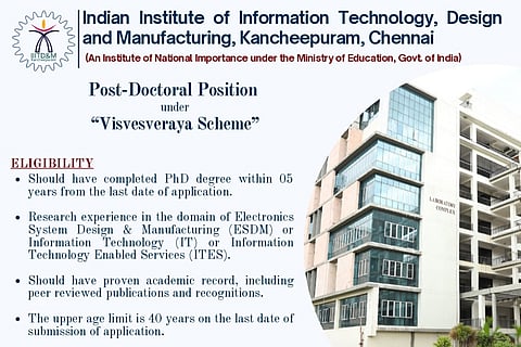 IIITDM Kancheepuram Invites Applications for Visvesvaraya Post-Doctoral Fellowship 2026