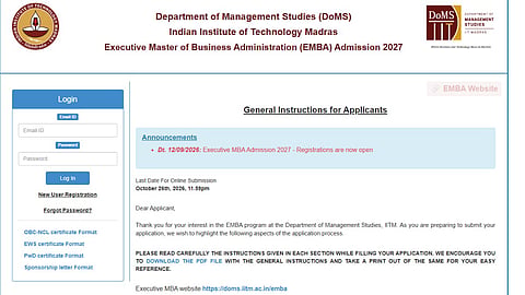 IIT Madras EMBA Admissions 2027