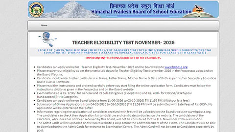 HP TET Registration November 2026