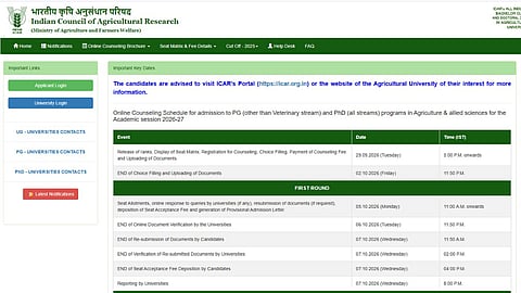 ICAR PG Counselling 2026.