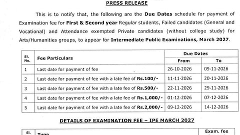 TG Inter Exams 2027