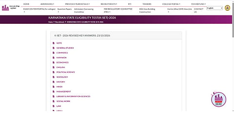 KSET Revised Answer Key 2026 link activated