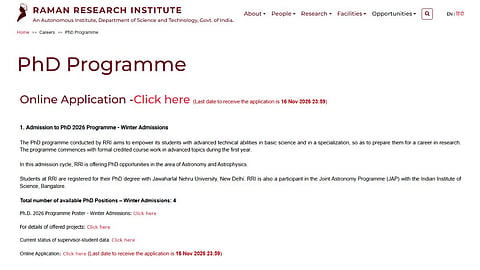 RRI PhD Admission 2026