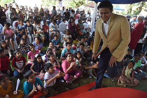 Cricket icon Anil Kumble regaled the kids with stories and pictures of his passion and knowledge about cameras and photos