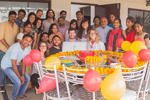 Shahed Alam and Edith Elliott, Co-founders of Noora Health along with their team members (Pic: Divya Jain)