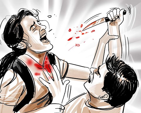 Ramya, 22 (name changed), pursuing MSc mathematics at a private college in the city, suffered six cut injuries  | Illustration: Amir Bandre
