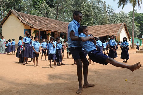 Students having a good time at school | Pics: Udayshankar S