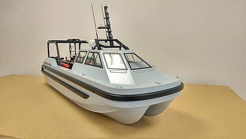 The boat is a rectangular shape allowing it to move sideways