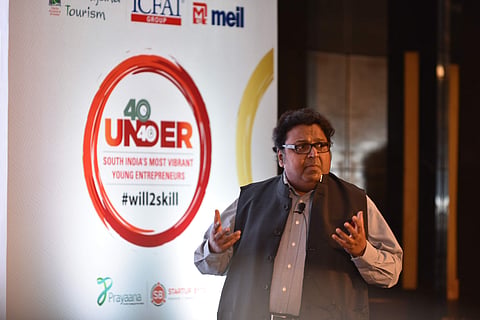 Author Ashwin Sanghi speaks at the New Indian Express Edex 40under40 start-up summit
