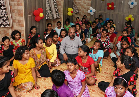 Aditya Mohanty with children at Adruta Home for Children