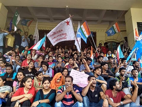 The students conducted a victory march earlier today