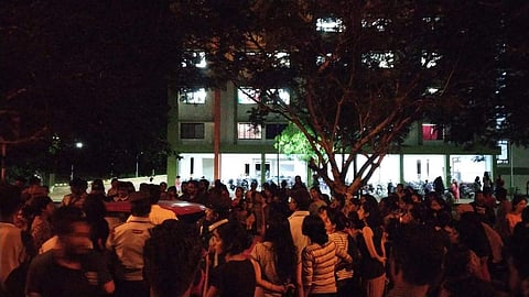 The protest that took place on October 10, 2019 at Pondicherry University (Pic: PU student)