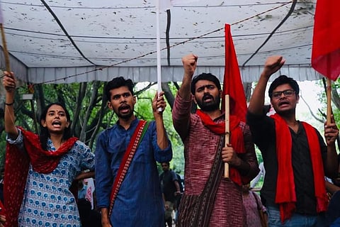 The current JNUSU cabinet members during their campaign trail
