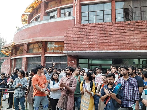 Students at the protest on October 16 (Pic: N Sai Balaji)