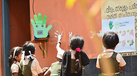 Pepe installed at the Kerala school near the washbasins| Pic: AMMACHI Labs