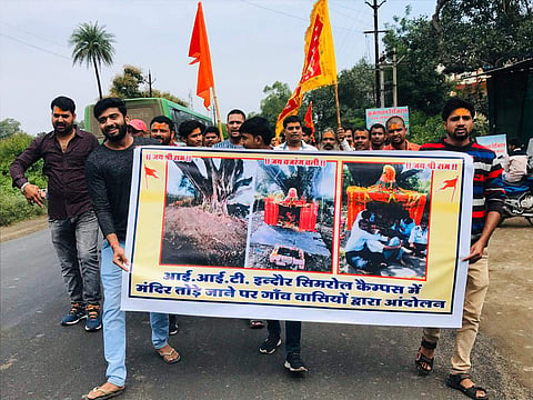 The Bajrang Dal on October 24, staged a protest at the Simrol Police Station (Pic: Sourced)