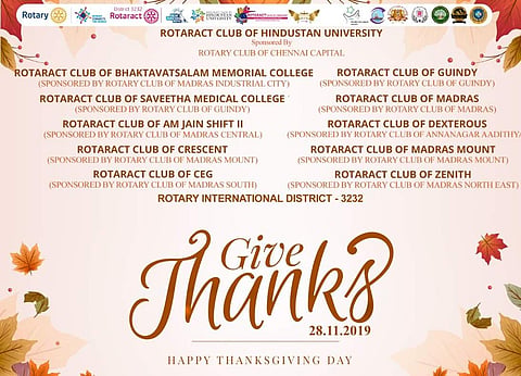 The Rotaract Club of Hindustan's Thanksgiving Day poster (Pic: Albinus Sanjeevan D)