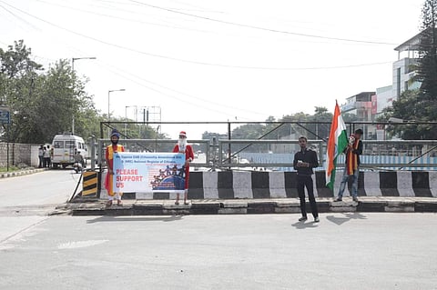 People dressed in different attires  to oppose CAA (Pic: Syed Latheef)
