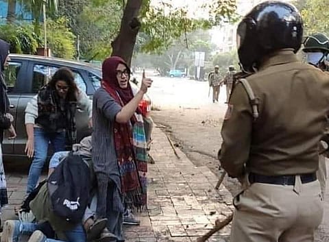 Aysha Renna during the protest