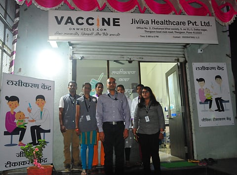 Jignesh Patel (third from left) and his team at Jivika Healthcare