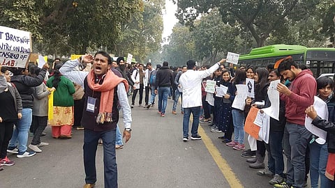 Nikhi; Gupta during the HikeResearch protest in Delhi