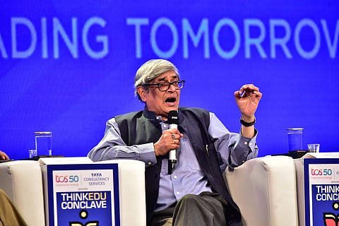 Bibek Debroy spoke about today's students, educational research and more at the ThinkEdu Conclave 2019 (Pic: Express- Jawahar P)