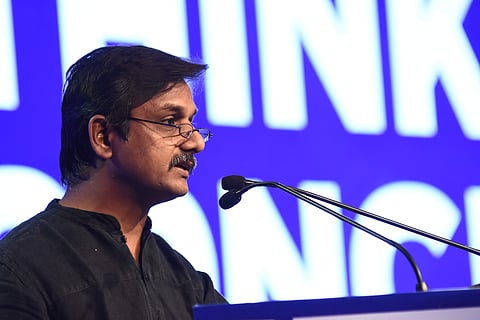 Thirumurugan Gandhi speaks at the ThinkEdu Conclave. Credit: Ashwin Prasath