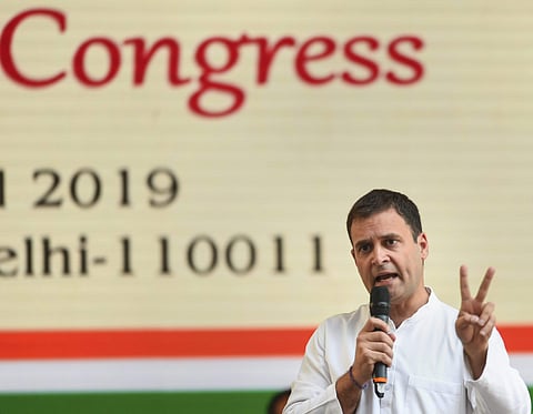 Rahul Gandhi announces the Indian National Congress's manifesto for the Lok Sabha Elections 2019.  (Pic: PTI)