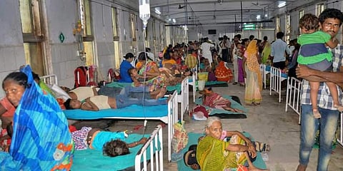 Children showing symptoms of Acute Encephalitis Syndrome AES being treated at a hospital in Muzaffarpur district Wednesday June 19, 2019  (File | PTI)