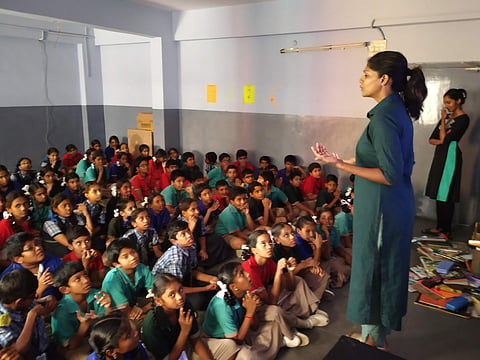 Manvi speaking to students | (Pic: OoB Communities)